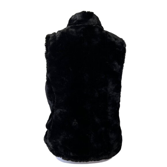 Nicole Miller Womens Black Faux Fur Quilted Reversible Sleeveless Vest Small - Picture 6 of 14